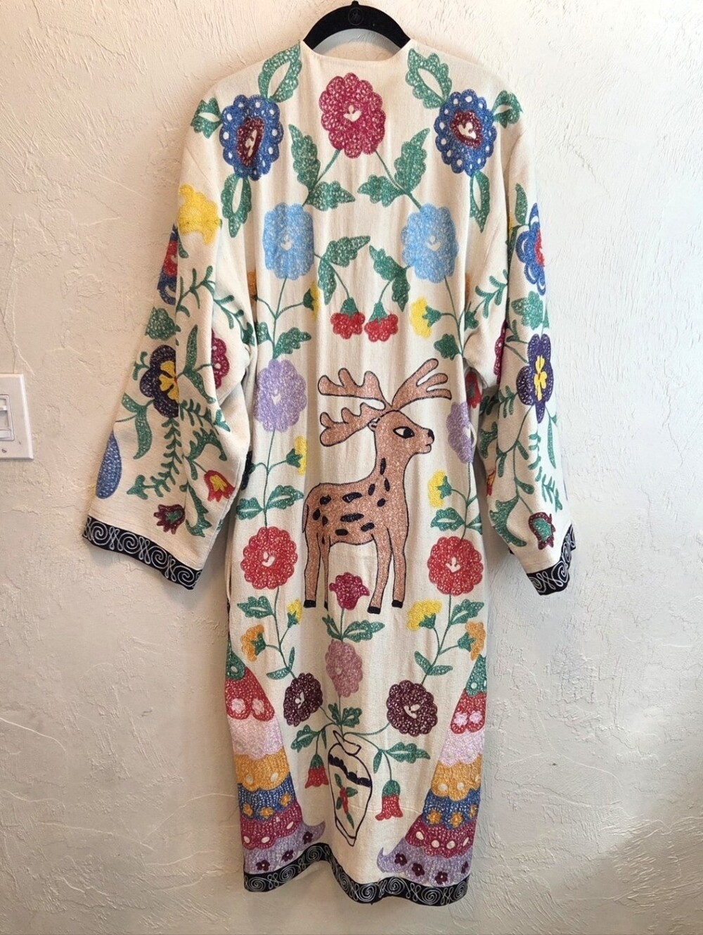 Vintage 1970s Suzani Embroidered Duster XS-M - Picture 12 of 16